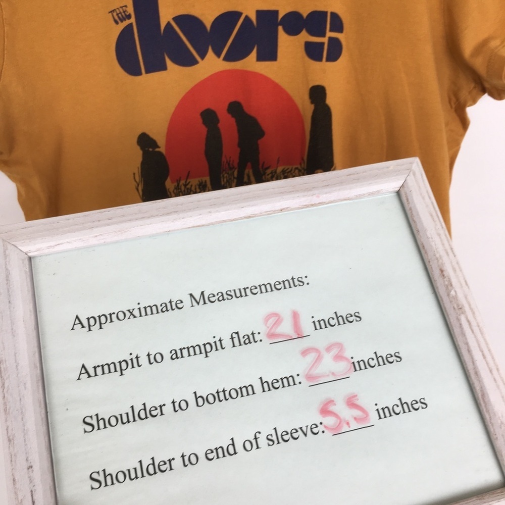 The Doors Band T-Shirt Women’s Size Large Mustard Yellow Retro - Picture 11 of 11